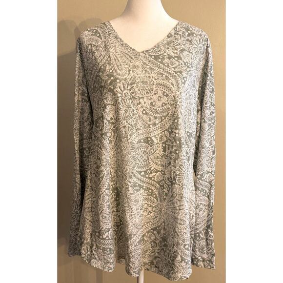 Peruvian Connection Tops - PERUVIAN CONNECTION 100% Pima Cotton Mandala Floral Print Tee Size XL